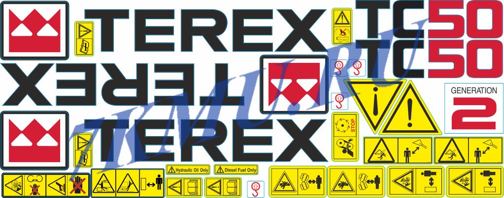 Набор стикеров для мини-экскаватора Terex ТС50